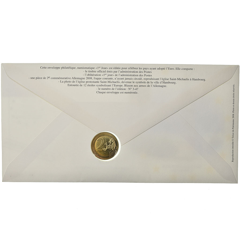 Germany, 2 Euro, 2008, Enveloppe philatélique numismatique, MS(63), Bi-Metallic