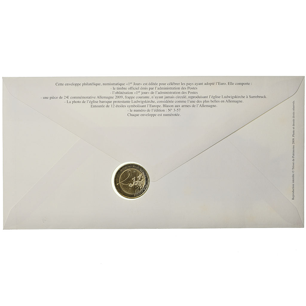 Germany, 2 Euro, 2009, Enveloppe philatélique numismatique, MS(63), Bi-Metallic