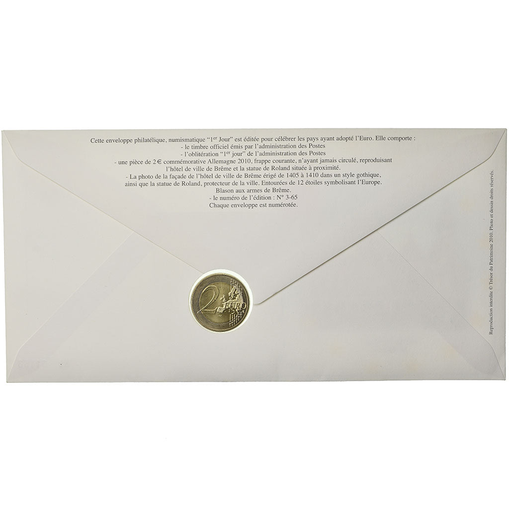 Germany, 2 Euro, 2010, Enveloppe philatélique numismatique, MS(63), Bi-Metallic