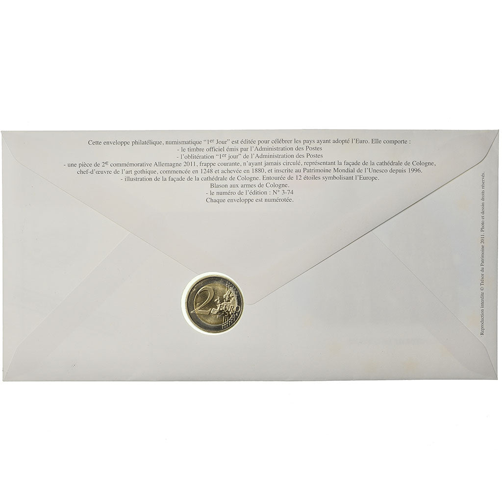 Germany, 2 Euro, 2011, Enveloppe philatélique numismatique, MS(63), Bi-Metallic