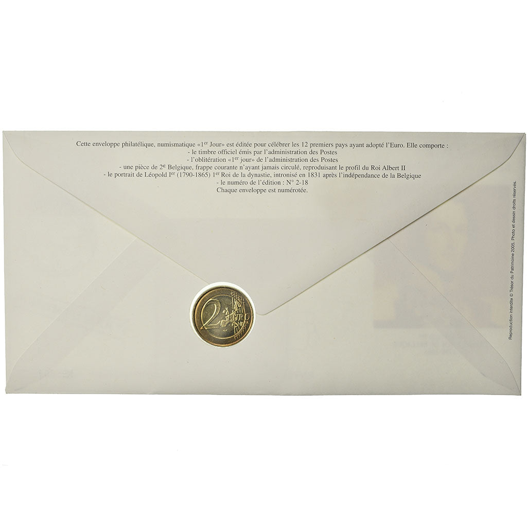 Belgium, 2 Euro, 2000, Enveloppe philatélique numismatique, MS(63), Bi-Metallic