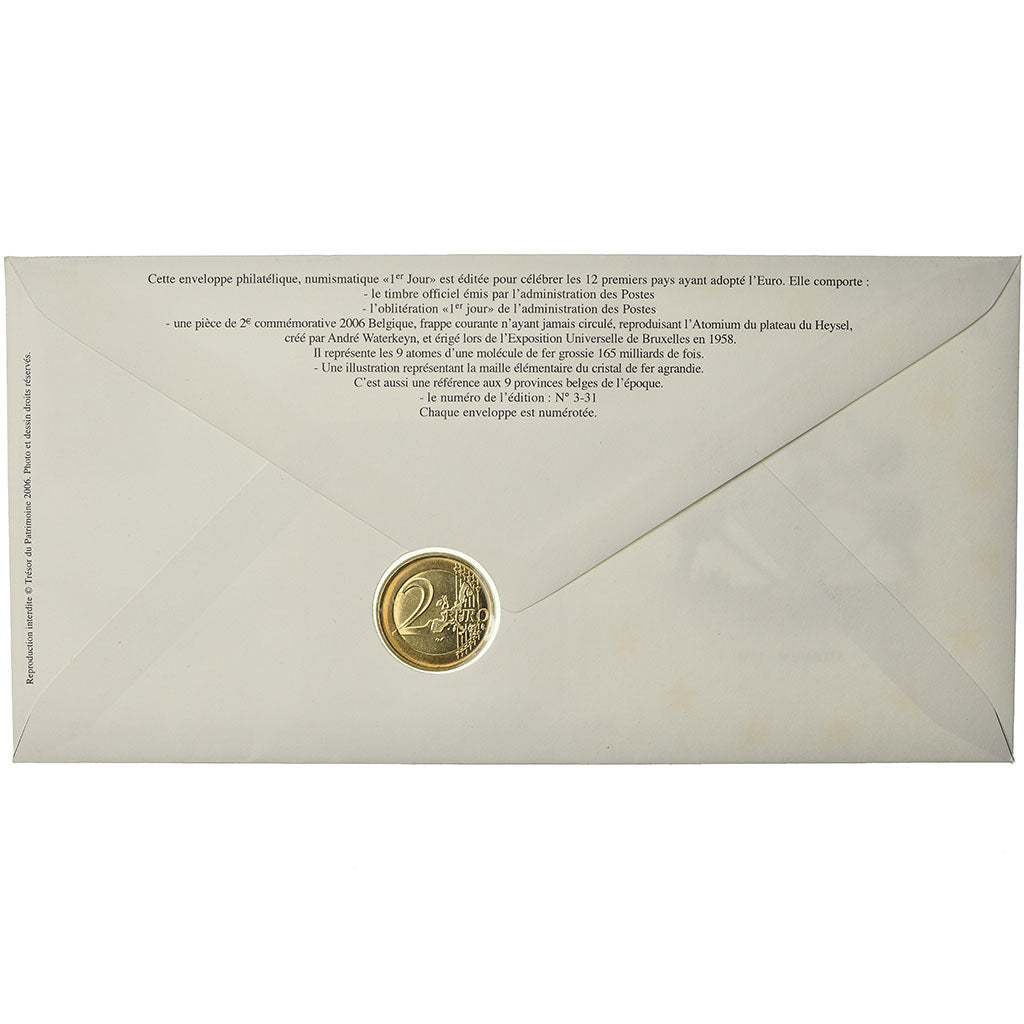 Belgio, 2 Euro, 2006, Enveloppe philatélique numismatique, SPL, Bi-metallico