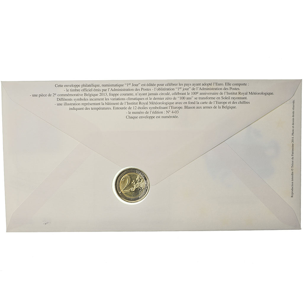 Bélgica, 2 Euro, 2013, Enveloppe philatélique numismatique, SC, Bimetálico