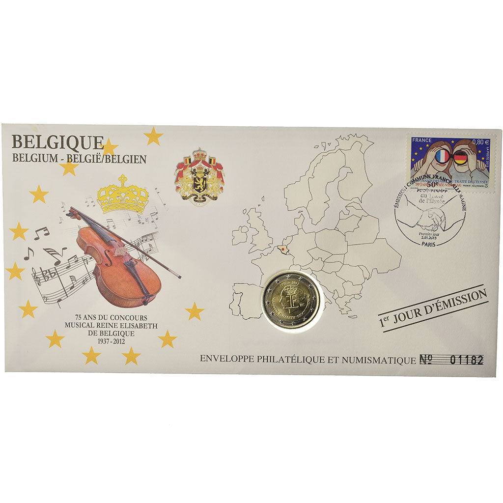 Belgium, 2 Euro, 2012, Enveloppe philatélique numismatique, MS(63), Bi-Metallic