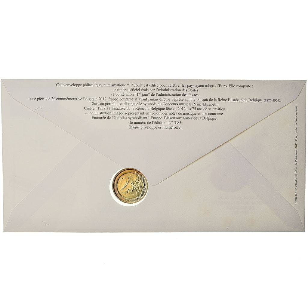 Belgium, 2 Euro, 2012, Enveloppe philatélique numismatique, MS(63), Bi-Metallic