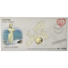 Cyprus, 2 Euro, 2008, Enveloppe philatélique numismatique, MS(63), Bi-Metallic
