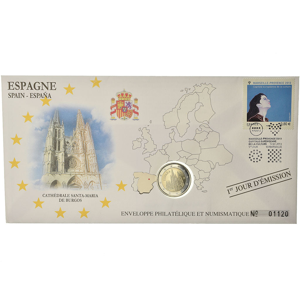 España, 2 Euro, 2012, Enveloppe philatélique numismatique, SC, Bimetálico