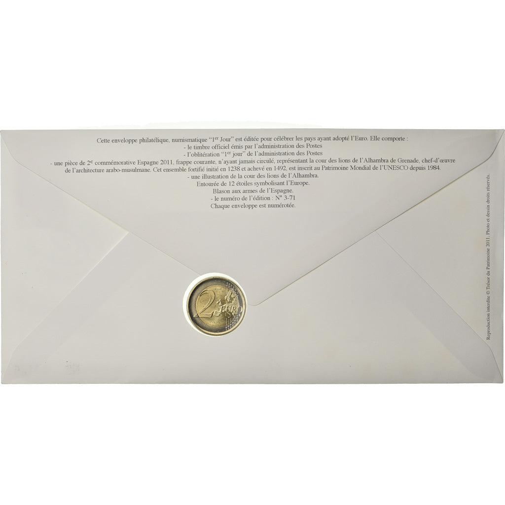 Spain, 2 Euro, 2011, Enveloppe philatélique numismatique, MS(63), Bi-Metallic