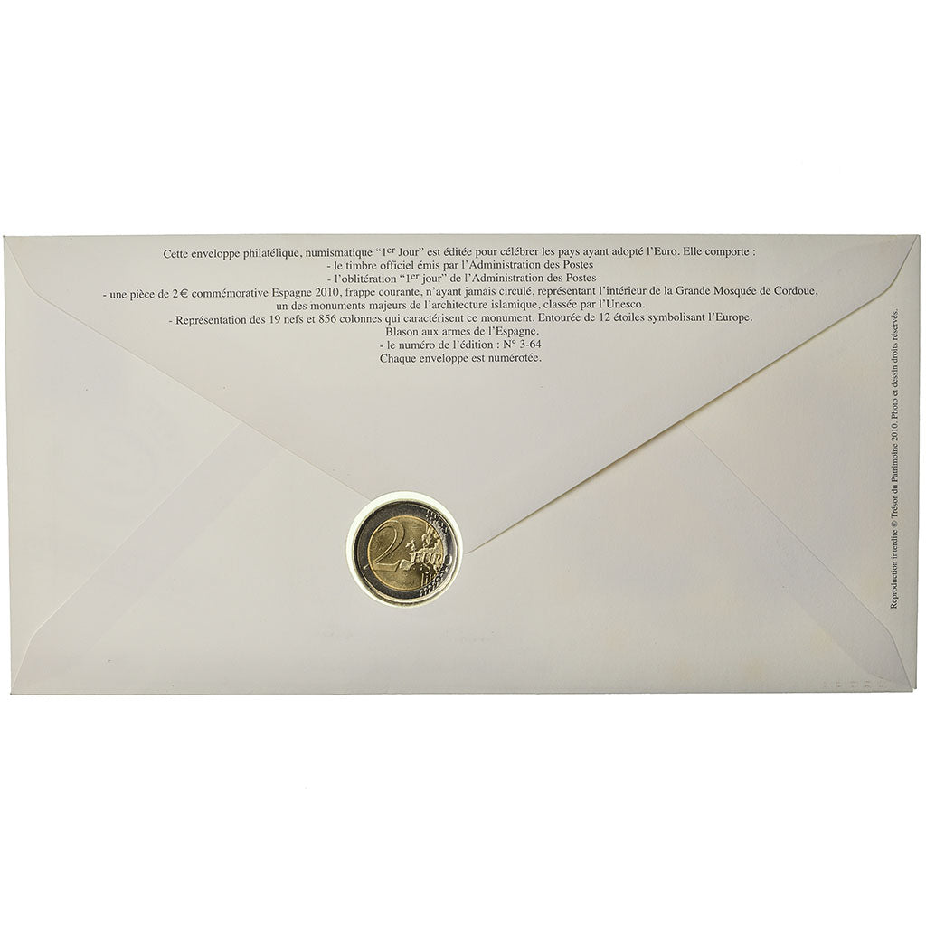 Spain, 2 Euro, 2010, Enveloppe philatélique numismatique, MS(63), Bi-Metallic