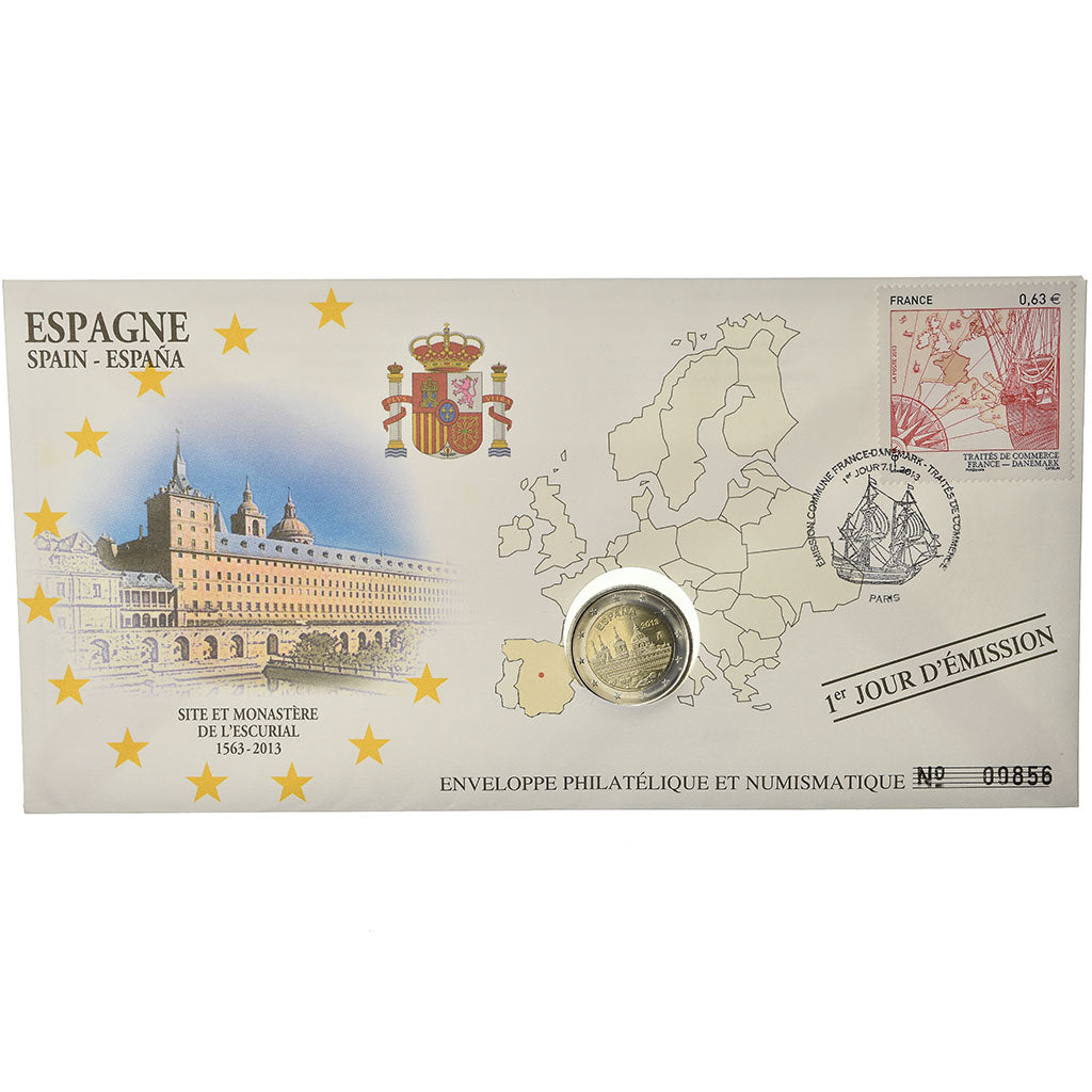 Spanien, 2 Euro, 2013, Enveloppe philatélique numismatique, UNZ, Bi-Metallic