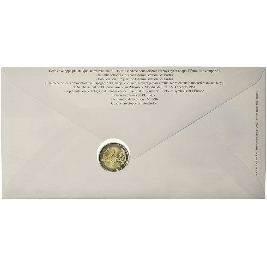 Spanien, 2 Euro, 2013, Enveloppe philatélique numismatique, UNZ, Bi-Metallic