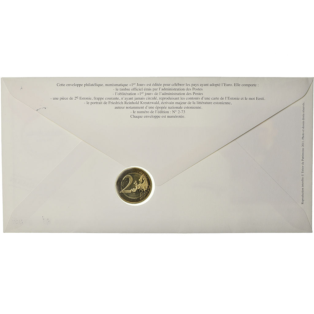 Estonia, 2 Euro, 2011, Enveloppe philatélique numismatique, SPL, Bi-metallico