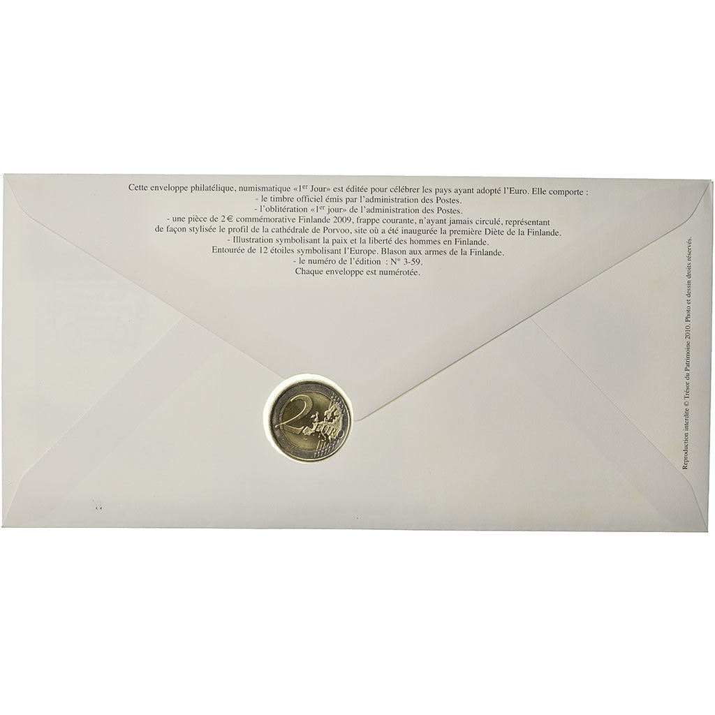 Finlandia, 2 Euro, 2009, Enveloppe philatélique numismatique, SPL, Bi-metallico