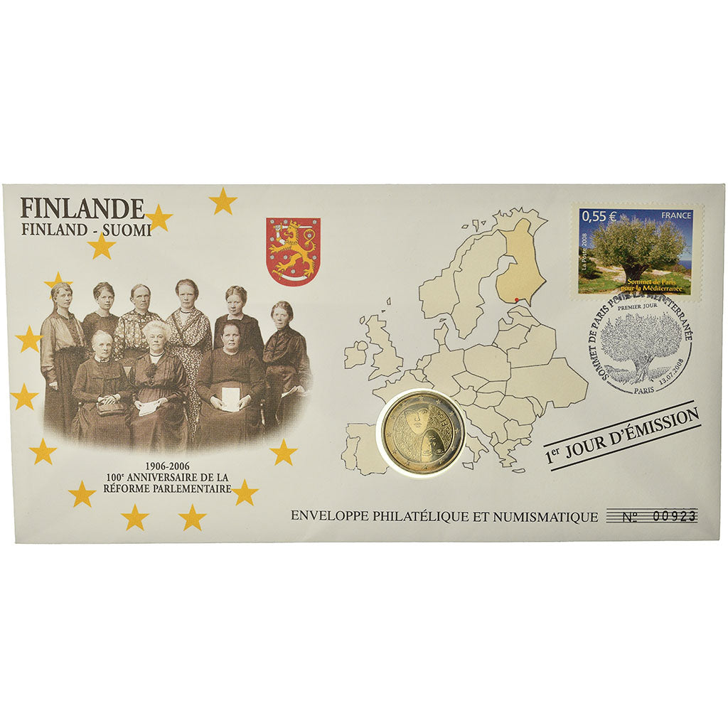 Finland, 2 Euro, 2006, Enveloppe philatélique numismatique, MS(63), Bi-Metallic