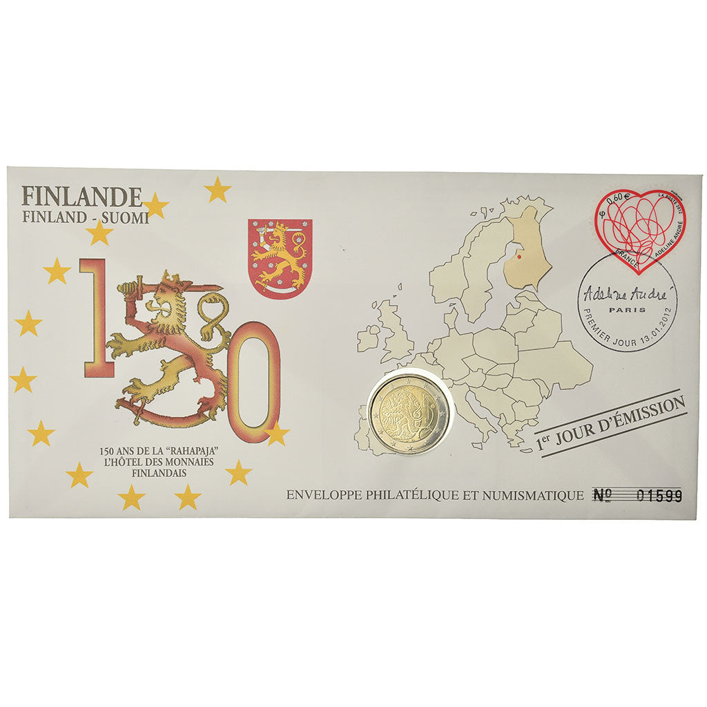 Finlandia, 2 Euro, 2010, Enveloppe philatélique numismatique, SPL, Bi-metallico