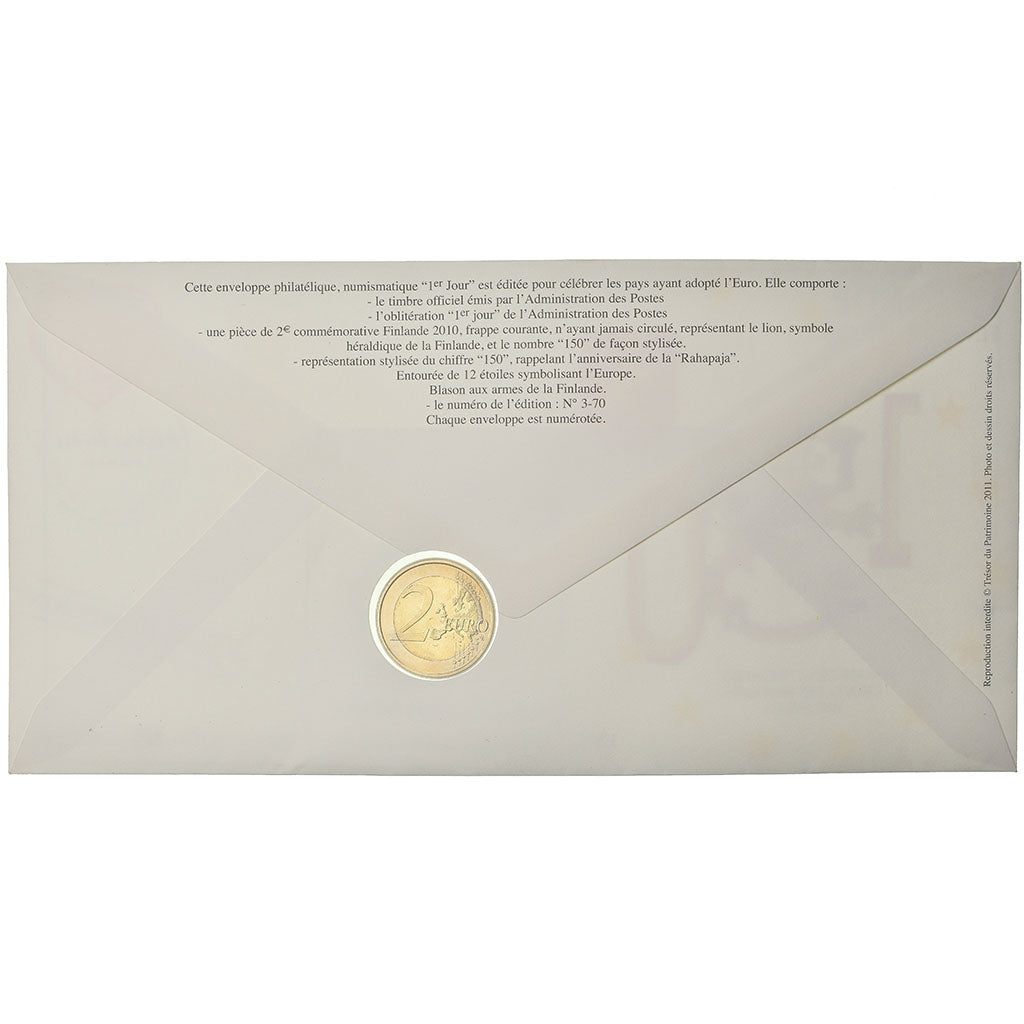 Finlandia, 2 Euro, 2010, Enveloppe philatélique numismatique, SPL, Bi-metallico