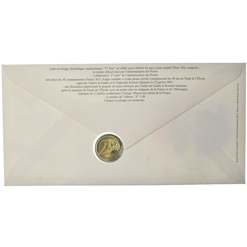 France, 2 Euro, 2013, Enveloppe philatélique numismatique, MS(63), Bi-Metallic