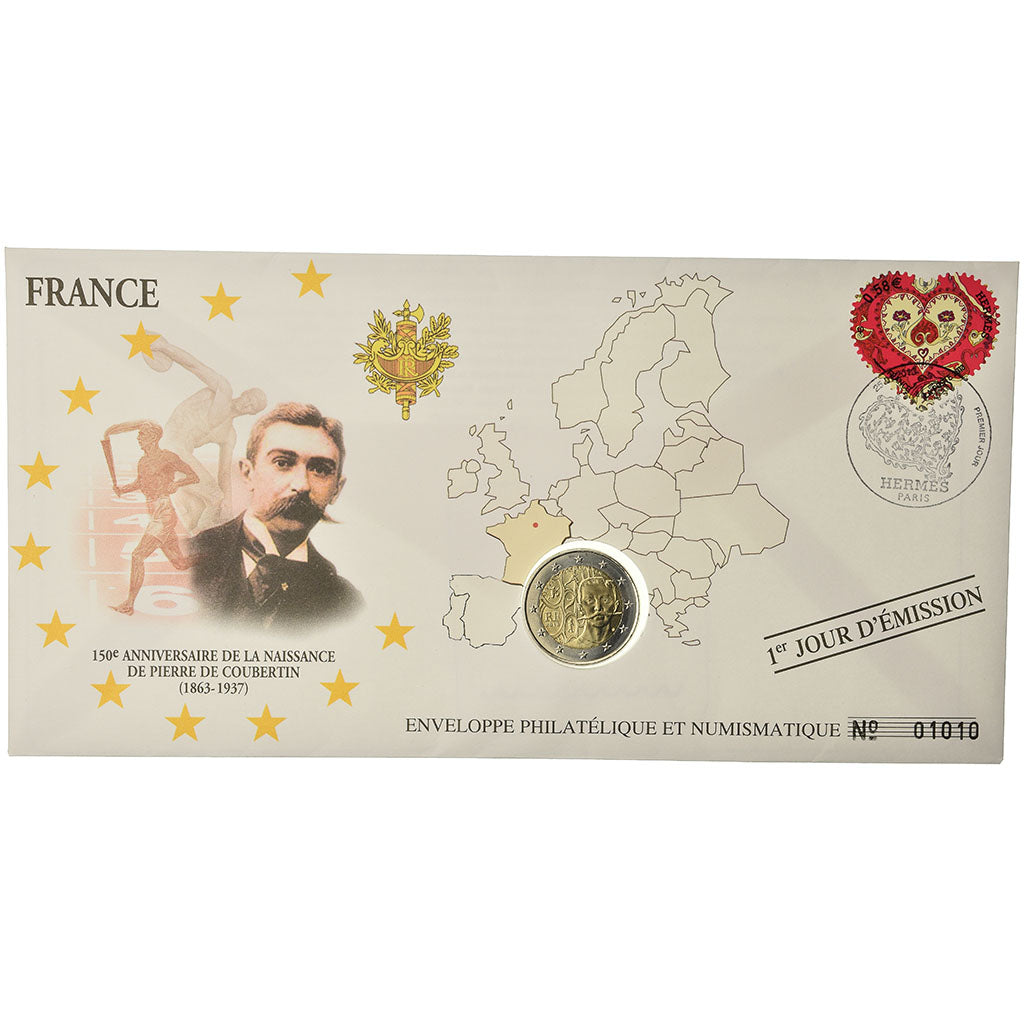 France, 2 Euro, 2013, Enveloppe philatélique numismatique, MS(63), Bi-Metallic
