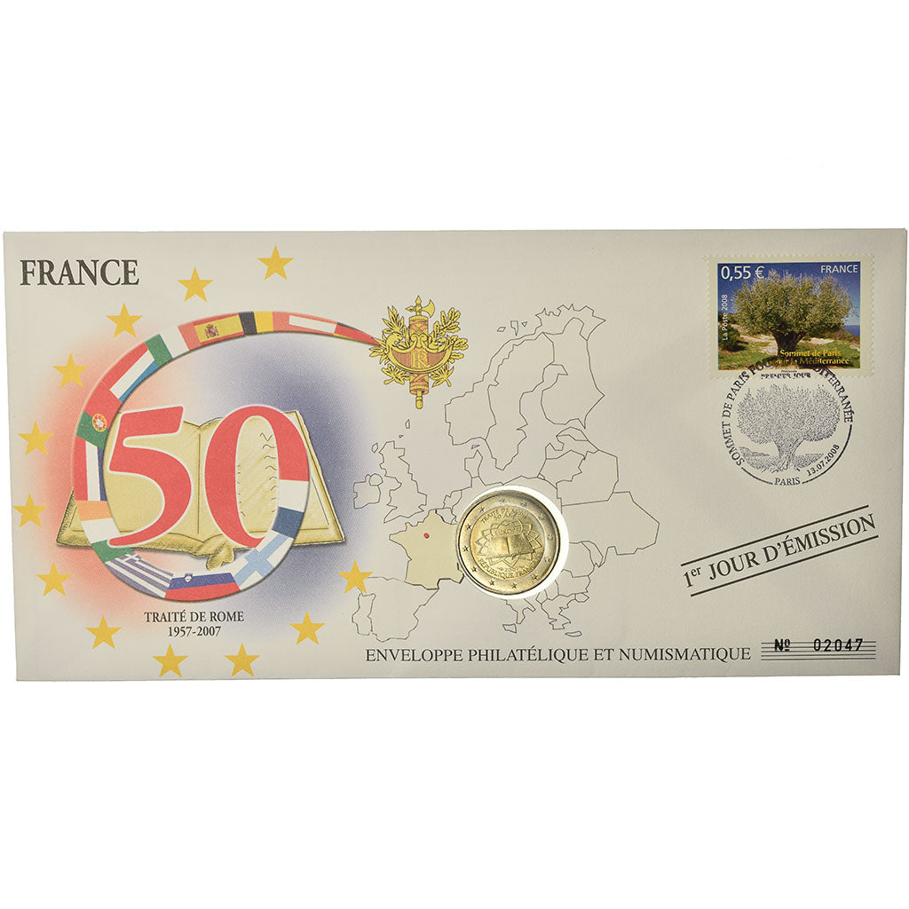 Frankreich, 2 Euro, 2007, Enveloppe philatélique numismatique, UNZ, Bi-Metallic