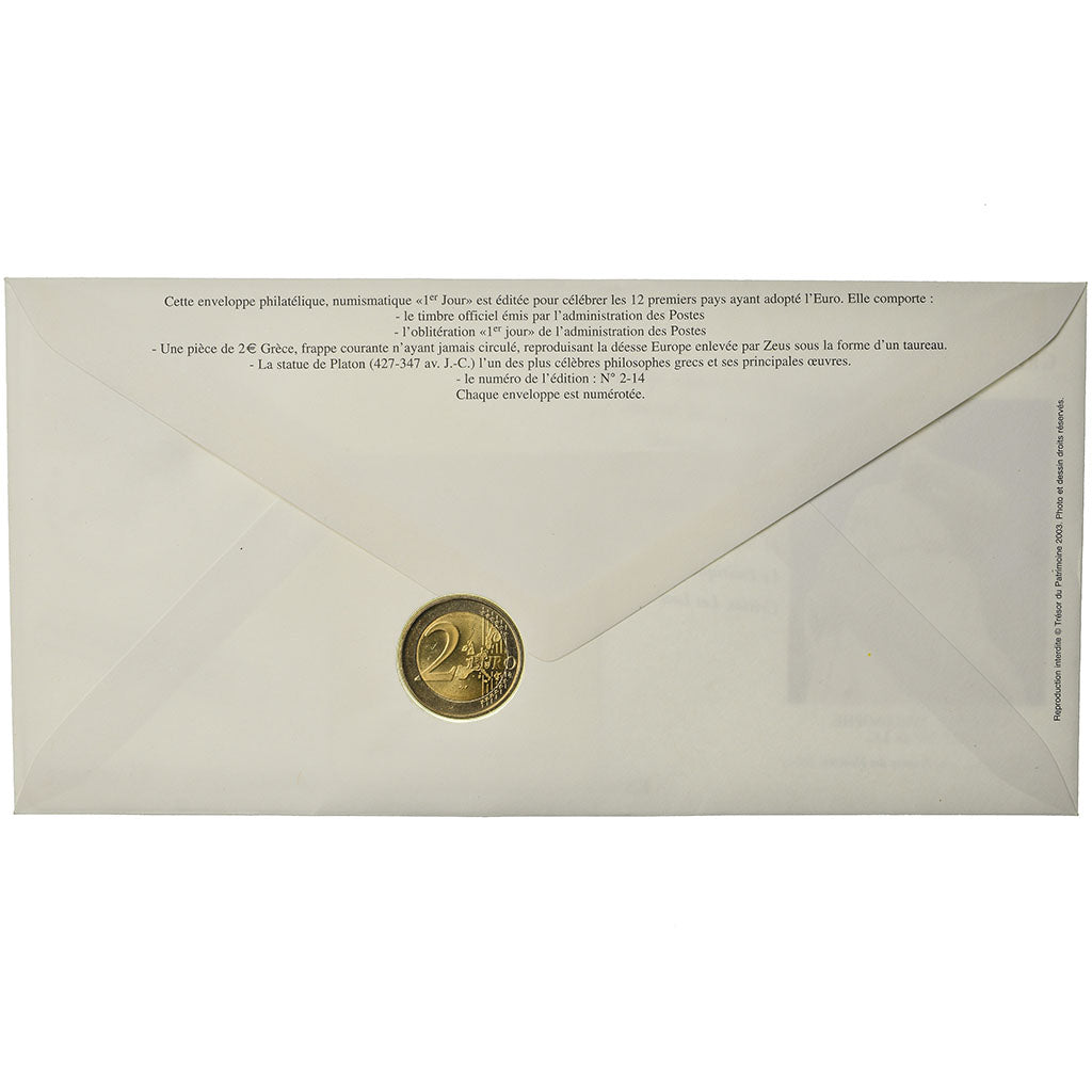 Greece, 2 Euro, 2005, Enveloppe philatélique numismatique, MS(63), Bi-Metallic
