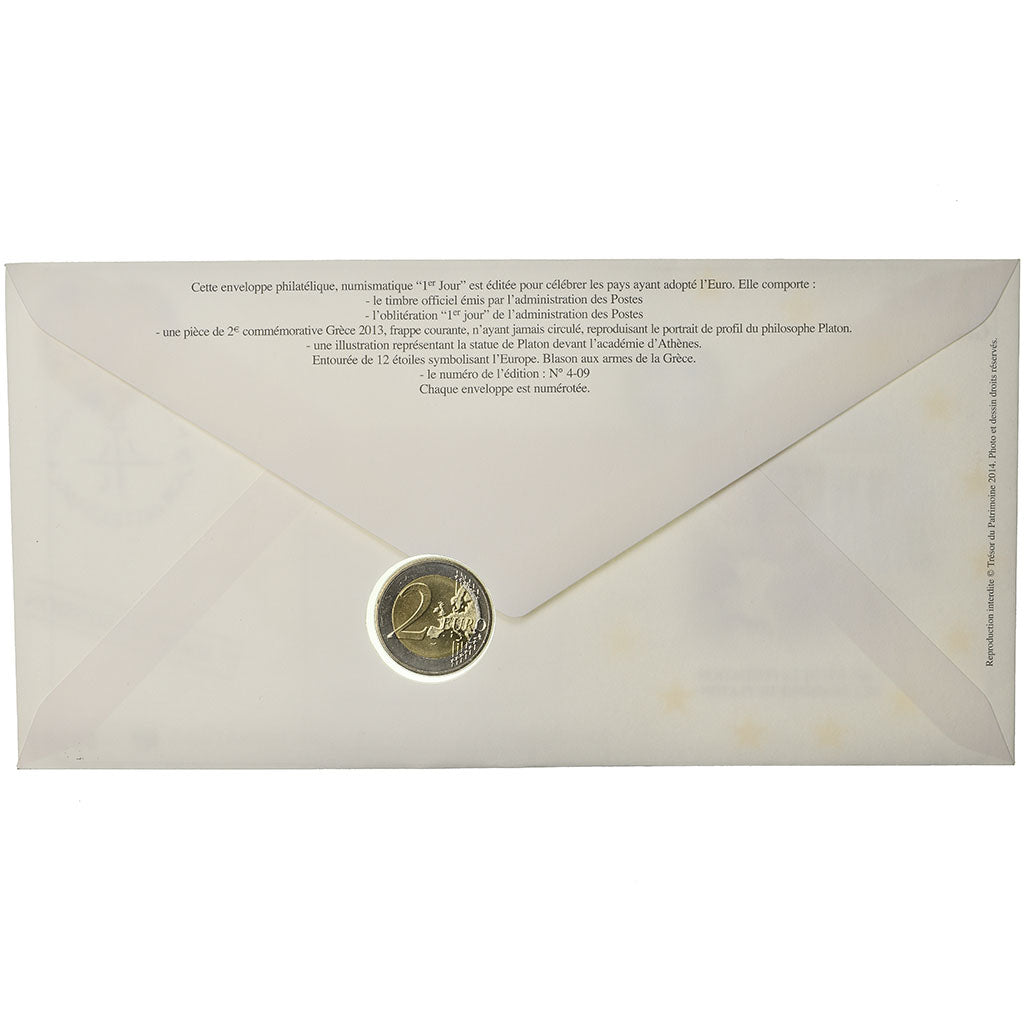 Greece, 2 Euro, 2013, Enveloppe philatélique numismatique, MS(63), Bi-Metallic