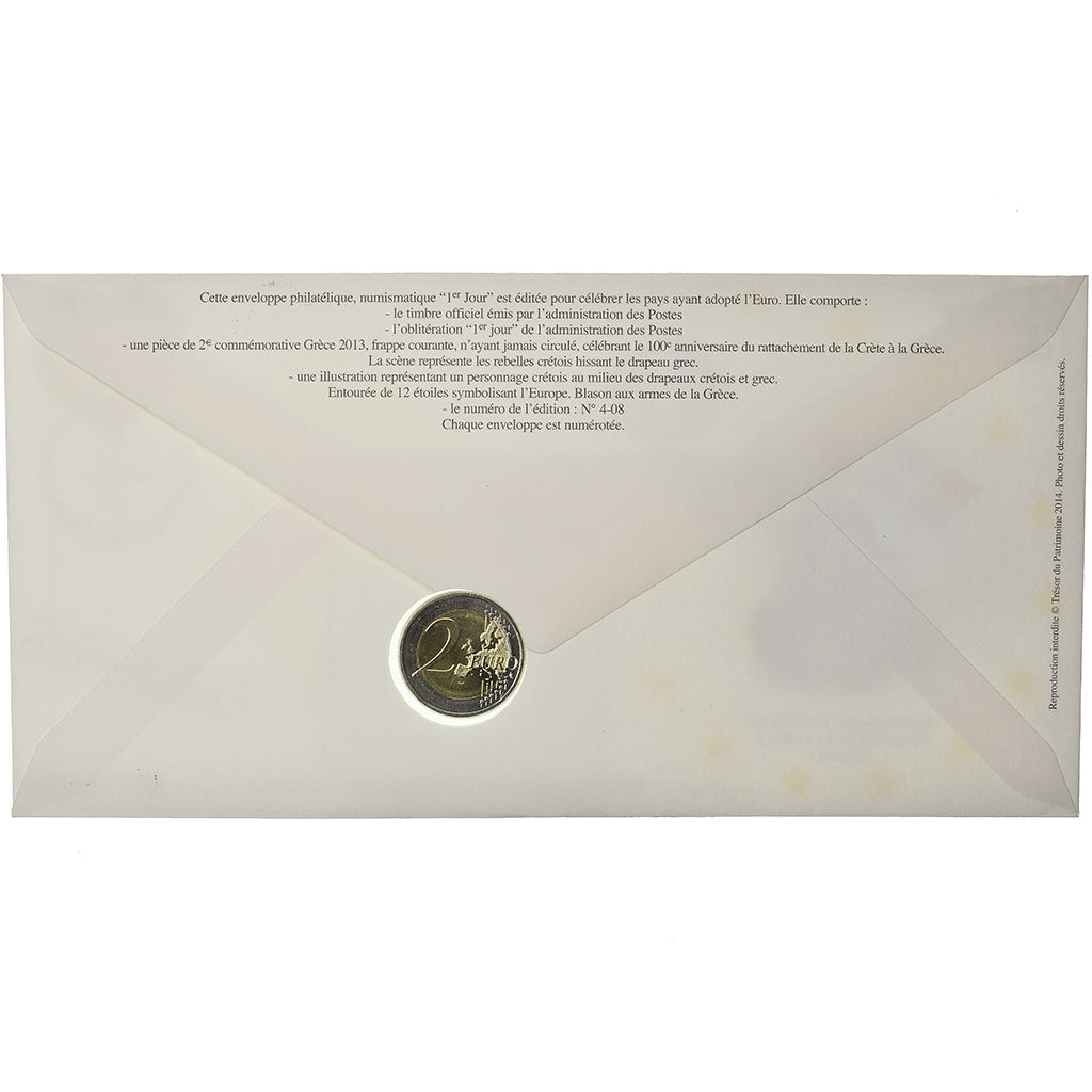 Greece, 2 Euro, 2013, Enveloppe philatélique numismatique, MS(63), Bi-Metallic