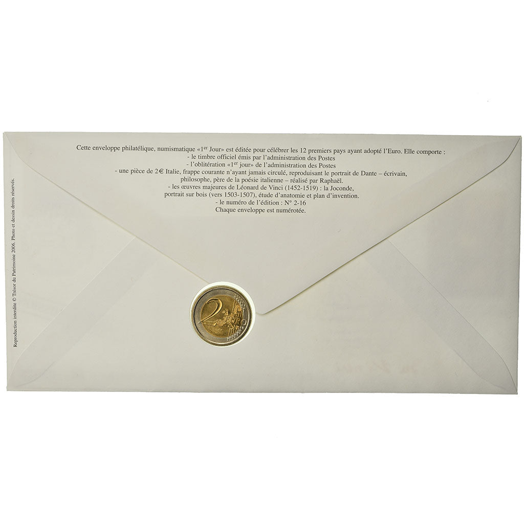 Italy, 2 Euro, 2003, Enveloppe philatélique numismatique, MS(63), Bi-Metallic