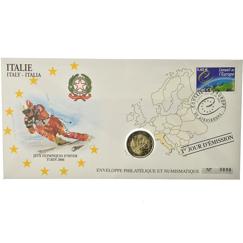 Italia, 2 Euro, 2006, Enveloppe philatélique numismatique, SC, Bimetálico