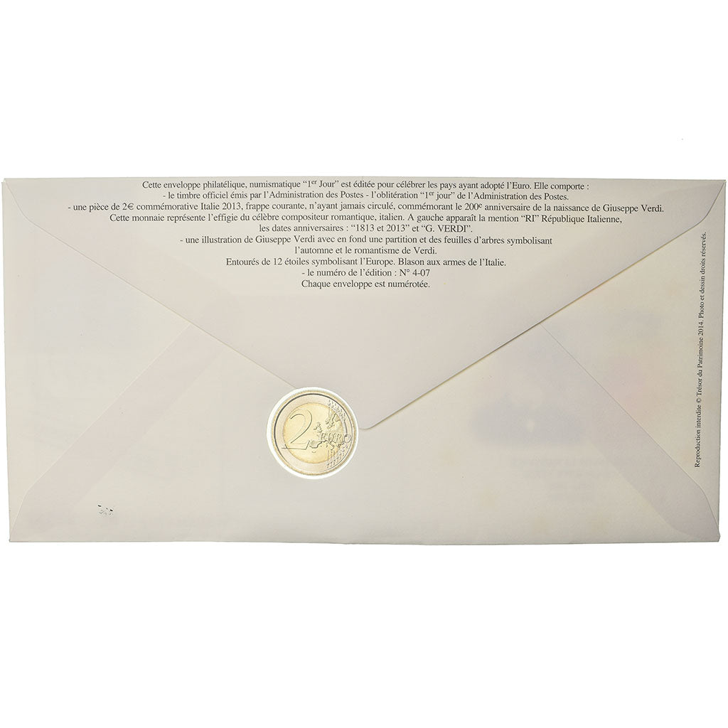 Italien, 2 Euro, 2013, Enveloppe philatélique numismatique, UNZ, Bi-Metallic
