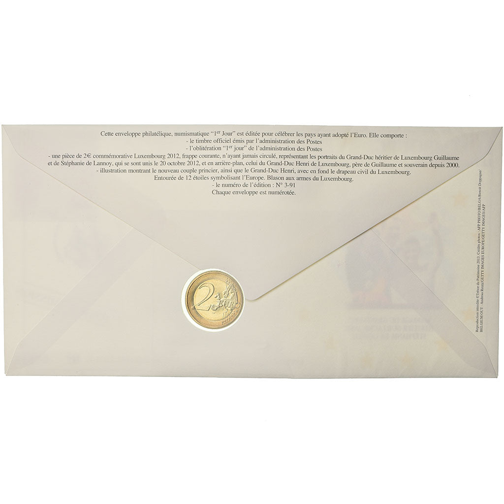 Luxembourg, 2 Euro, 2012, Enveloppe philatélique numismatique, MS(63)