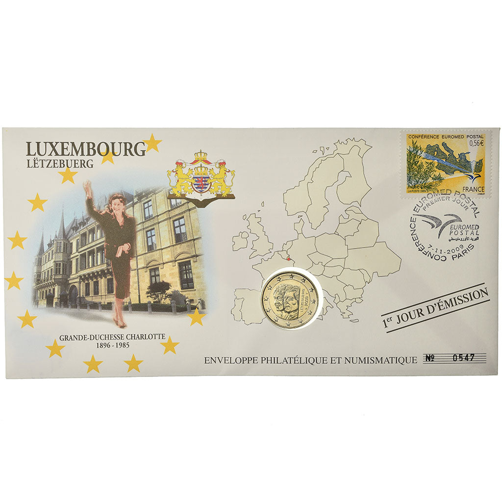 Lussemburgo, 2 Euro, 2009, Enveloppe philatélique numismatique, SPL