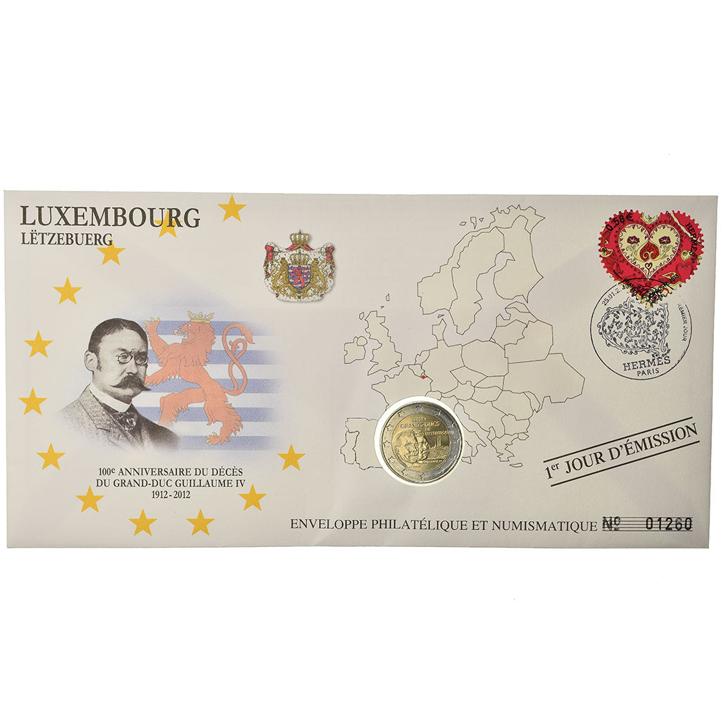 Luxemburg, 2 Euro, 2012, Enveloppe philatélique numismatique, UNC-, Bi-Metallic
