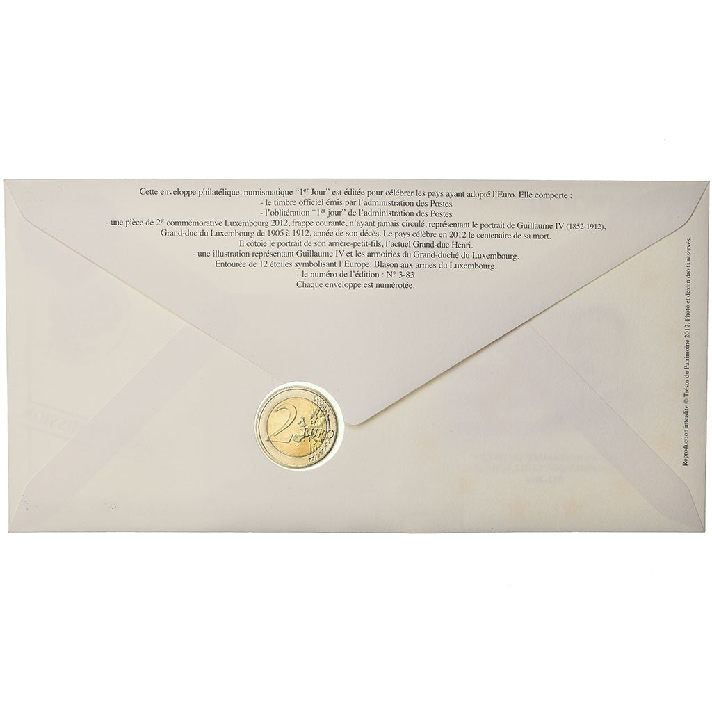 Luxemburg, 2 Euro, 2012, Enveloppe philatélique numismatique, UNC-, Bi-Metallic
