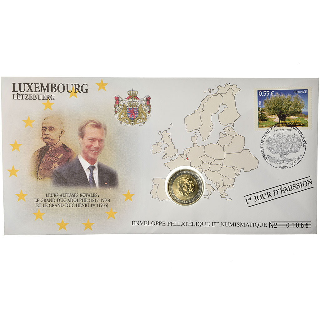 Luxemburg, 2 Euro, 2005, Enveloppe philatélique numismatique, UNZ, Bi-Metallic