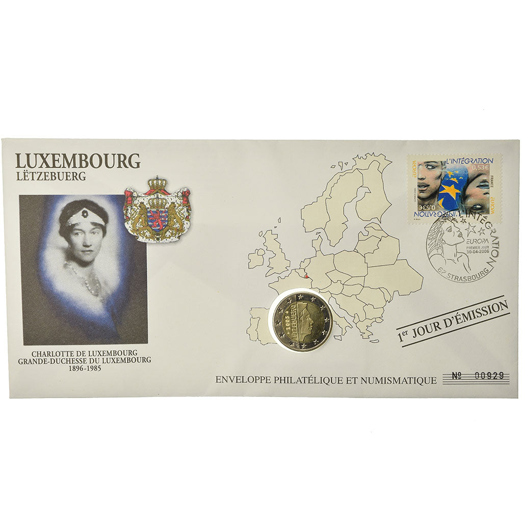 Luxemburgo, 2 Euro, 2005, Enveloppe philatélique numismatique, MS(63)