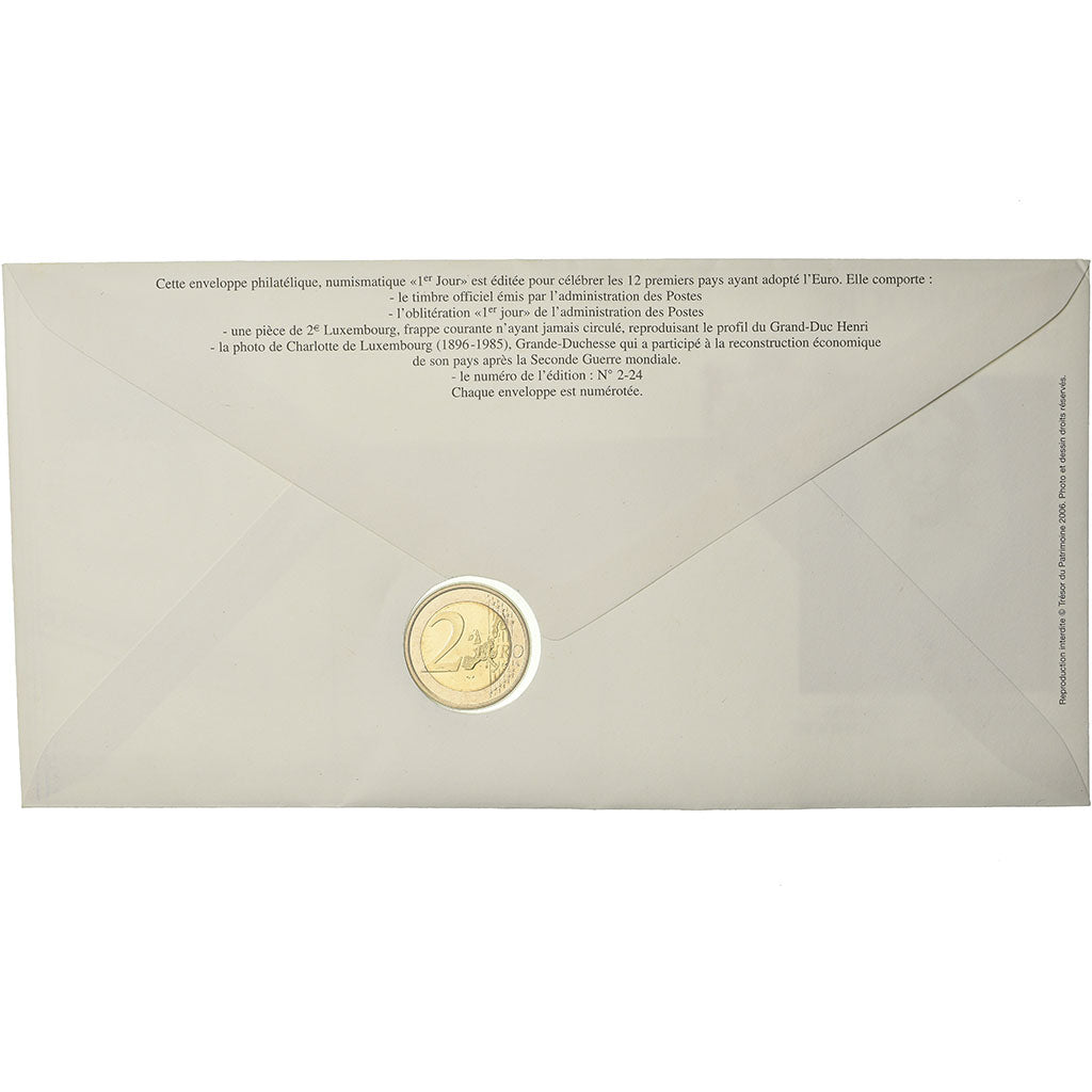 Luxemburgo, 2 Euro, 2005, Enveloppe philatélique numismatique, MS(63)