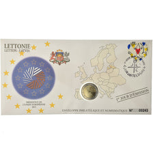 Letonia, 2 Euro, 2015, Enveloppe philatélique numismatique, SC, Bimetálico