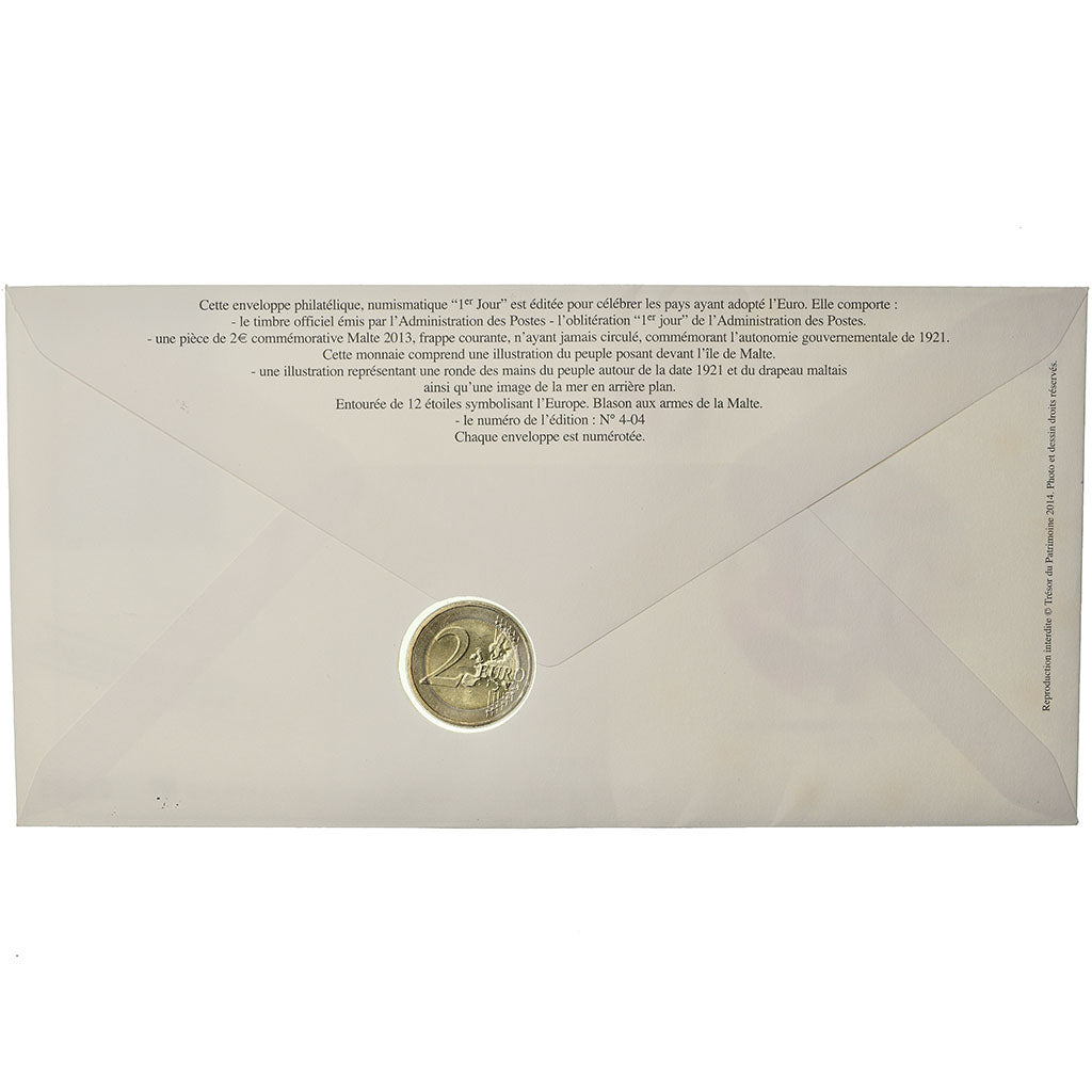 Malta, 2 Euro, 2013, Enveloppe philatélique numismatique, SPL, Bi-metallico