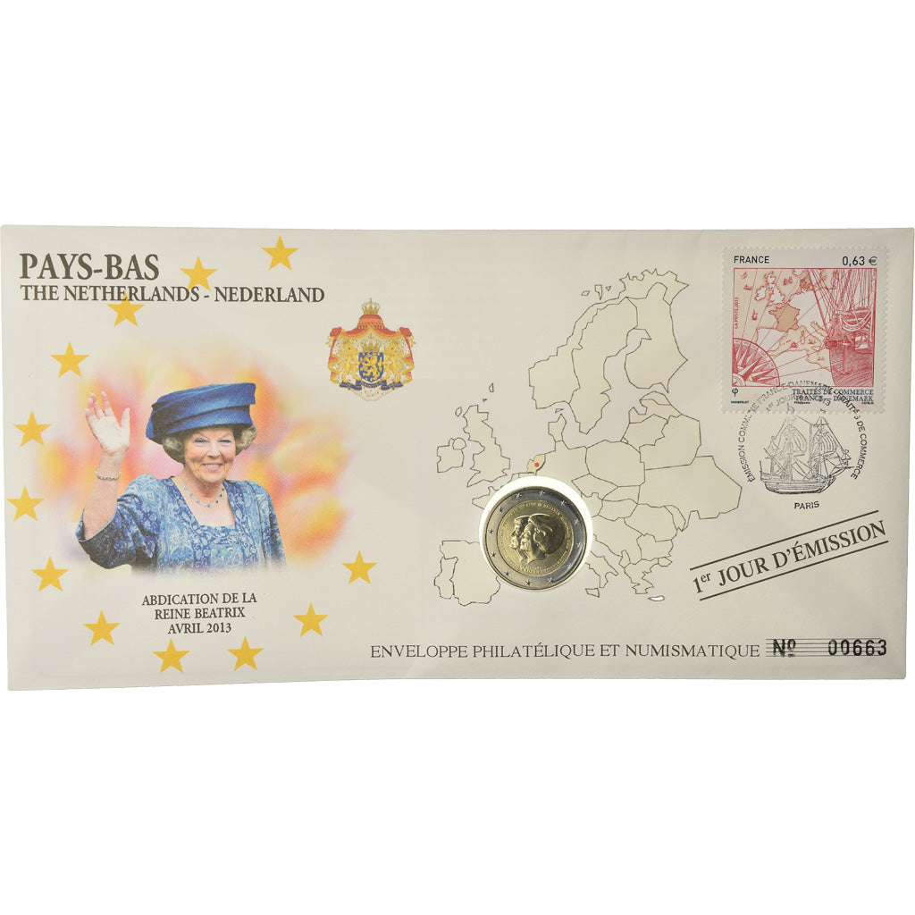 Niederlande, 2 Euro, 2013, Enveloppe philatélique numismatique, UNZ