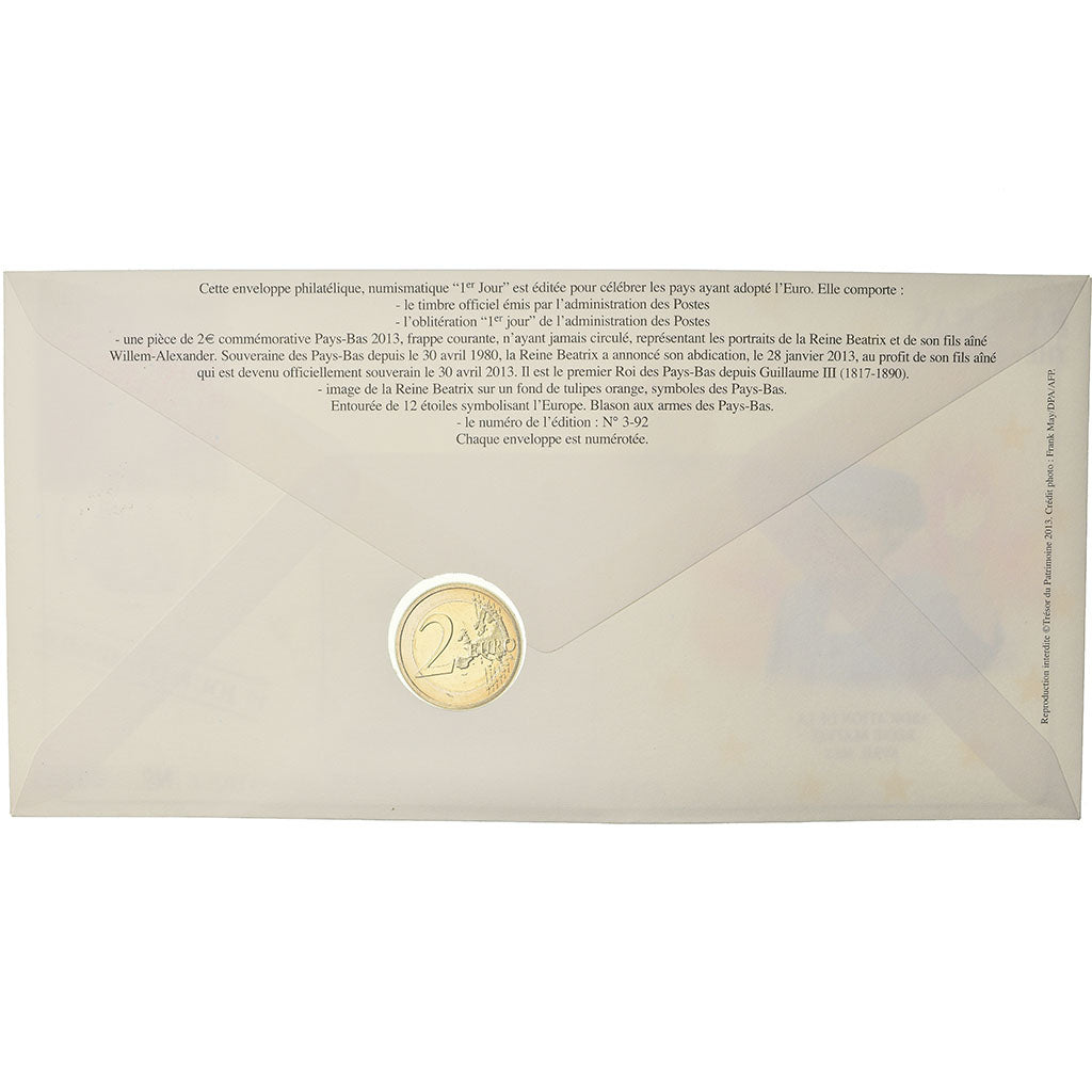 Niederlande, 2 Euro, 2013, Enveloppe philatélique numismatique, UNZ