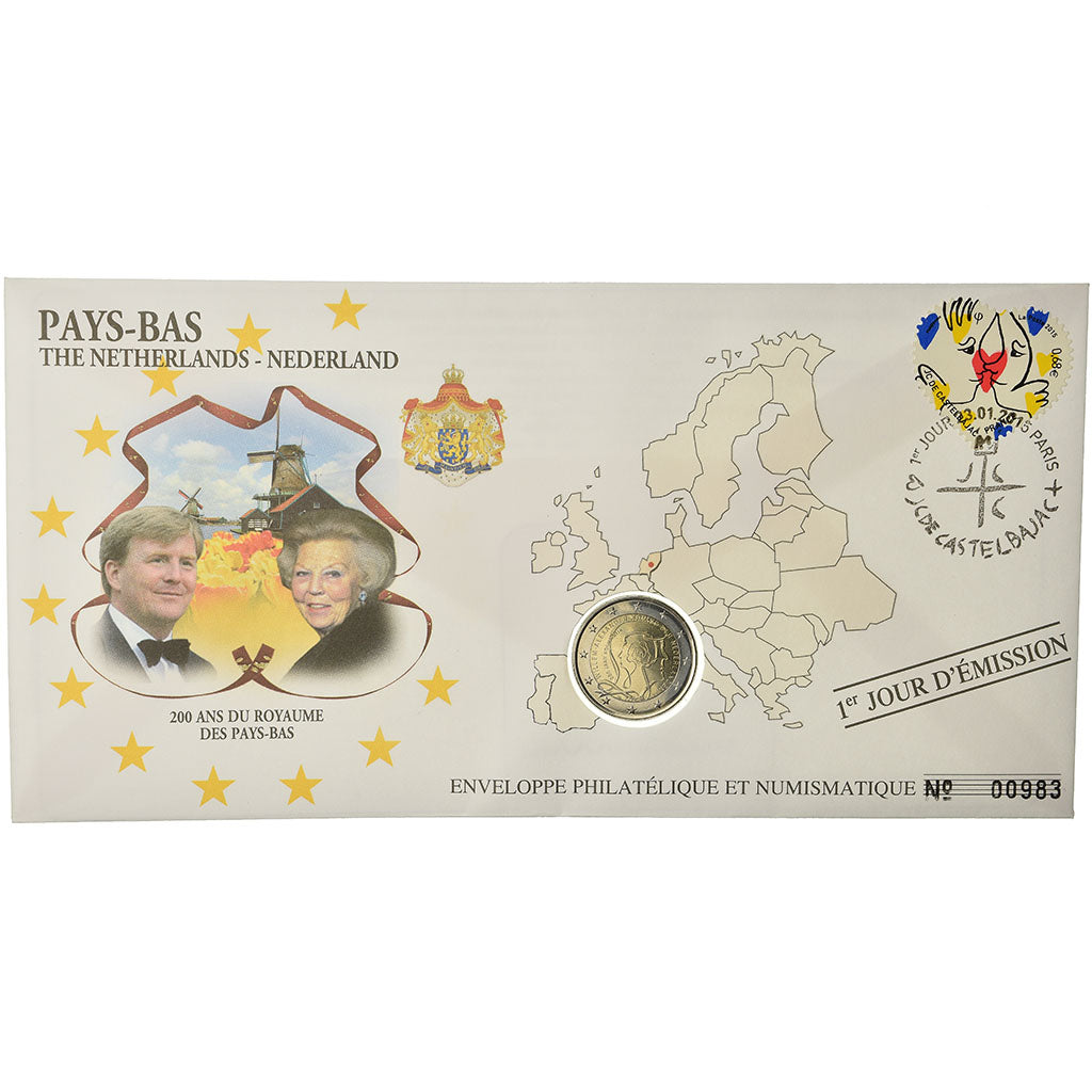 Netherlands, 2 Euro, 2013, Enveloppe philatélique numismatique, MS(63)
