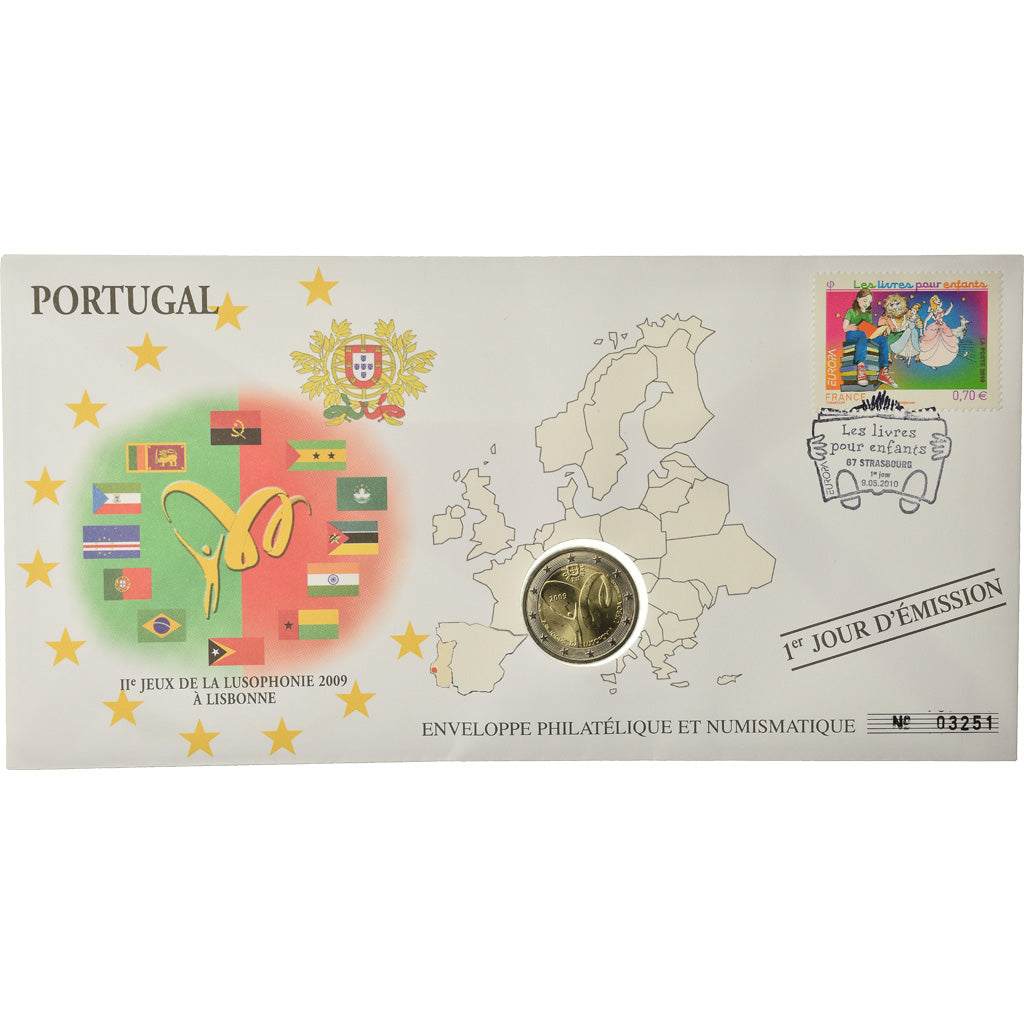 Portugal, 2 Euro, 2009, Enveloppe philatélique numismatique, UNC-, Bi-Metallic