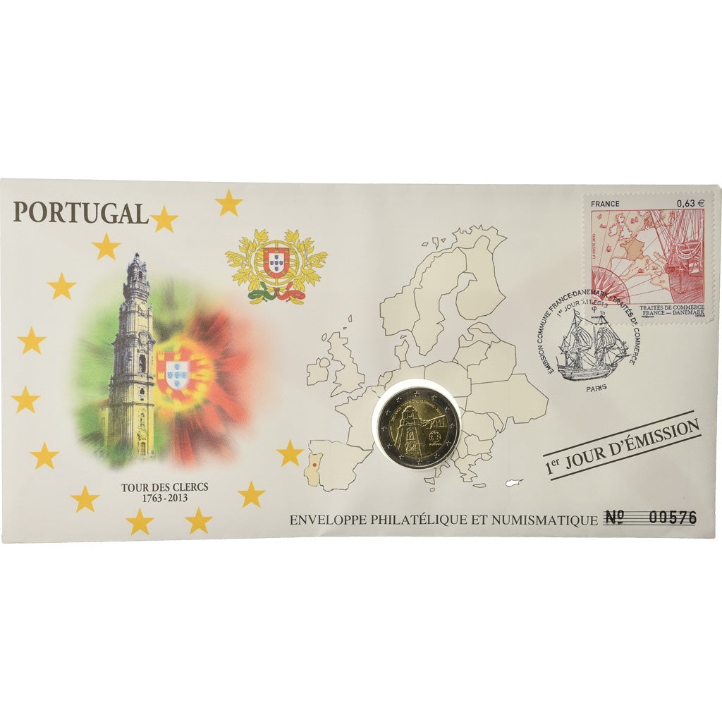Portugal, 2 Euro, 2013, Enveloppe philatélique numismatique, UNZ, Bi-Metallic