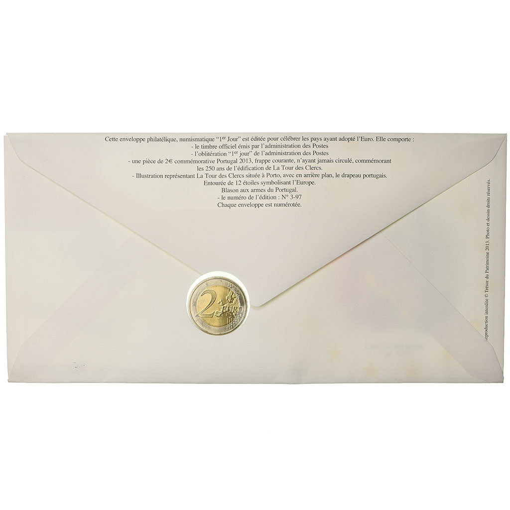 Portugal, 2 Euro, 2013, Enveloppe philatélique numismatique, UNZ, Bi-Metallic