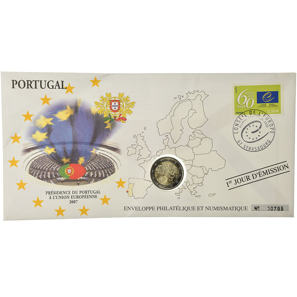 Portugal, 2 Euro, 2007, Enveloppe philatélique numismatique, MS(63)