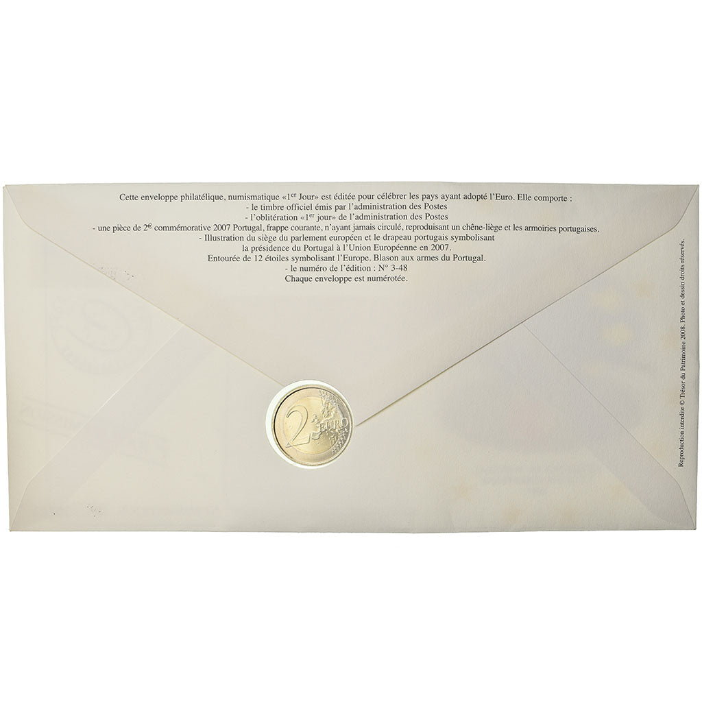 Portugal, 2 Euro, 2007, Enveloppe philatélique numismatique, MS(63)