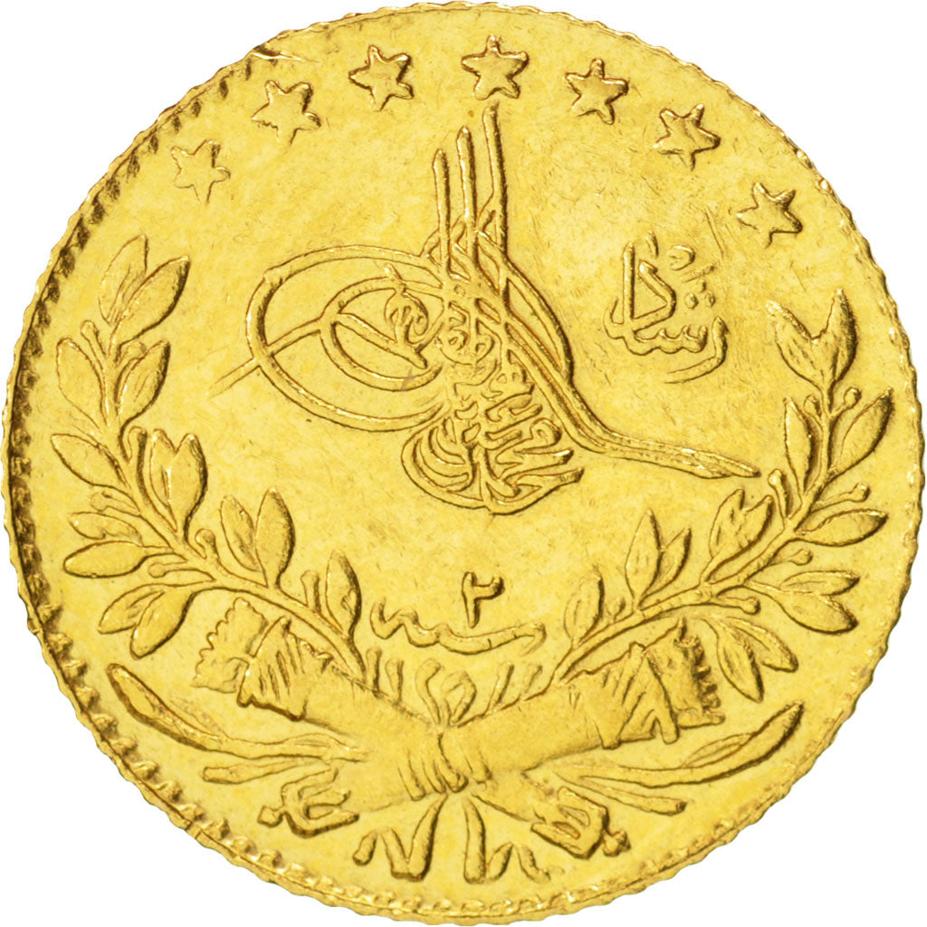 Türkei, Muhammad V, 25 Kurush, 1910, Qustantiniyah, VZ+, Gold, KM:752