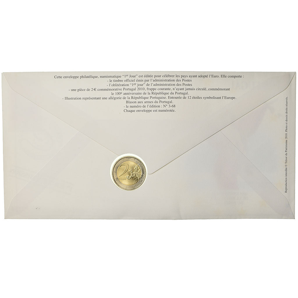 Portugal, 2 Euro, 2010, Enveloppe philatélique numismatique, MS(63)