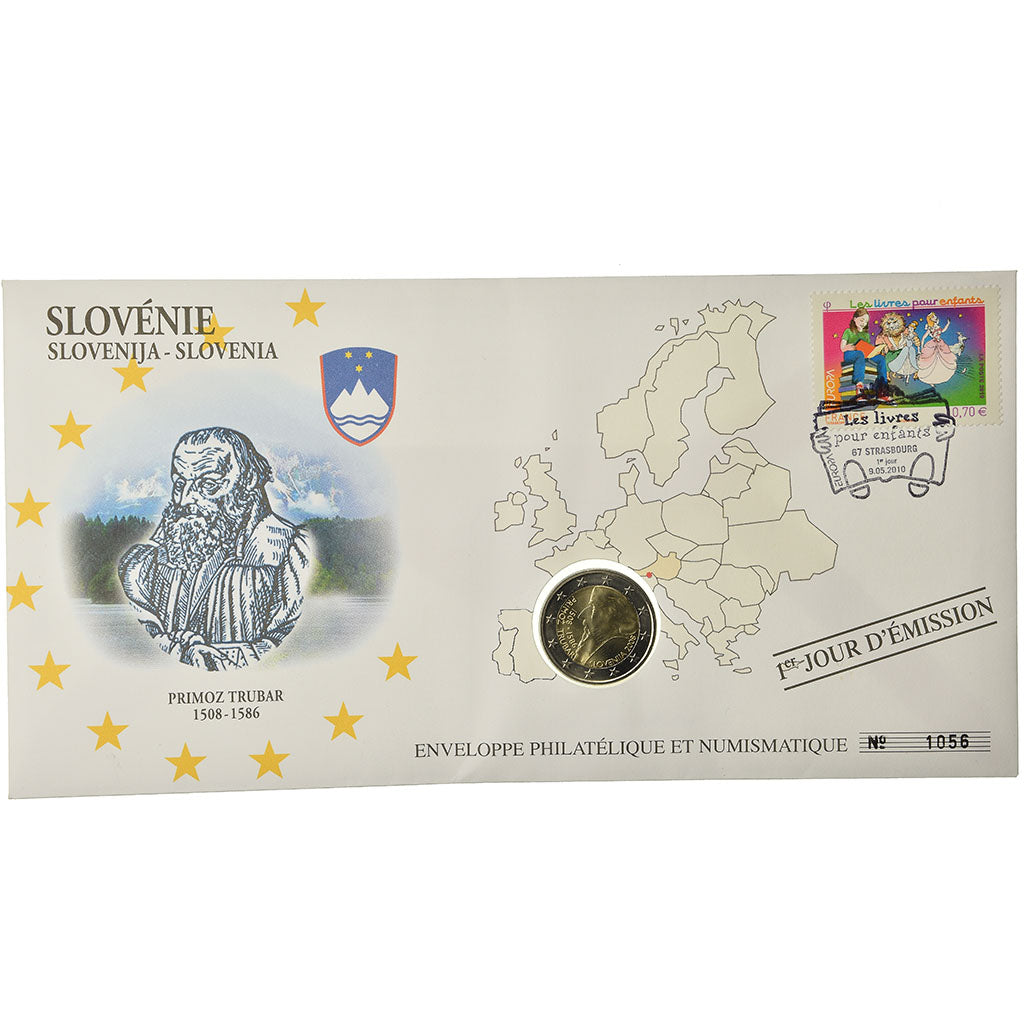 Eslovenia, 2 Euro, 2008, Enveloppe philatélique numismatique, SC, Bimetálico
