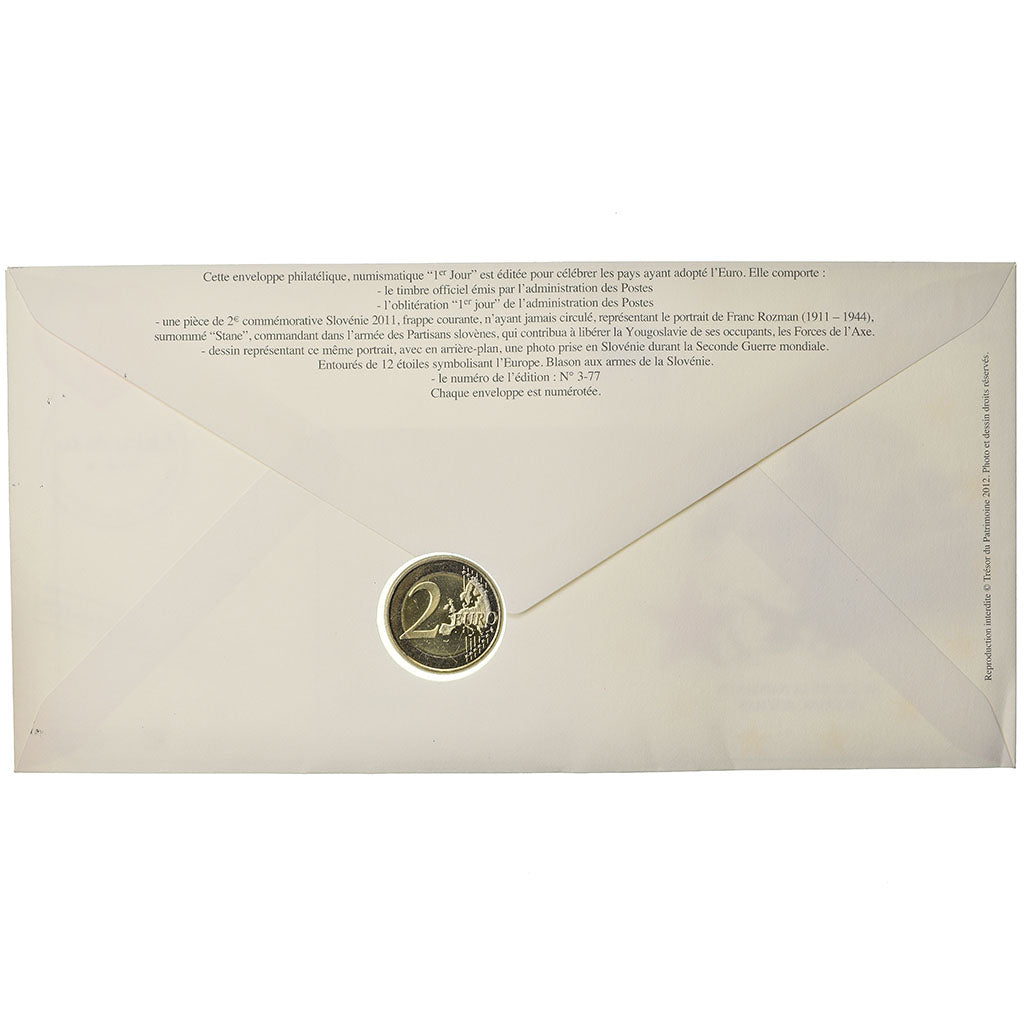 Slovenia, 2 Euro, 2011, Enveloppe philatélique numismatique, MS(63)
